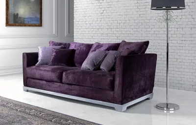 Диван - asn/043. Фиолетовый бархатный диван на серебристом основании от  фабрики Asnaghi