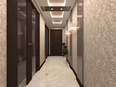 Прихожая и коридор 16 кв. м в современном классическом стиле.