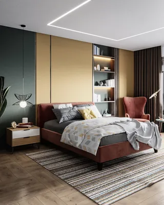 Терракотовая кровать Brooklyn в интерьере спальни — фабрика современной  дизайнерской мебели SKDESIGN