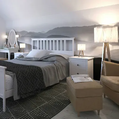 Спальня в скандинавском стиле, последние ракурсы) Вся мебель - ИКЕА, серии  ХЕМНЭС и СТРАНДМОН. Проект совместный… | Небольшие комнаты, Синие спальни,  Комнаты мечты