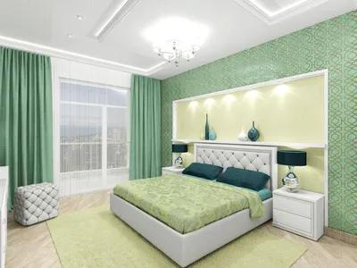 Спальня в бледно зеленых тонах (69 фото)