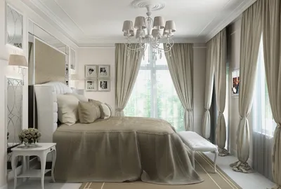 2023 СПАЛЬНИ фото дизайн классической спальни в бежевых тонах с тремя  окнами, Одесса, Архитектурная студия \"STUDIOS\"