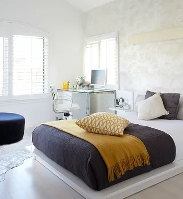 Спальня-кабинет с рабочим местом, идеи зонирования, дизайн с фото