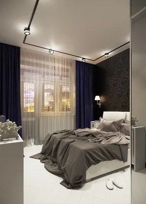 2023 СПАЛЬНИ фото маленькая спальня с темными обоями, Киев, Студия дизайна  интерьера ANNGLI
