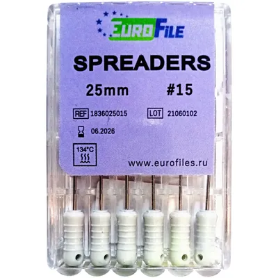 Эндодонтия: Spreaders Eurofile стоматологический инструмент для конденсации  гуттаперчивых штифтов.