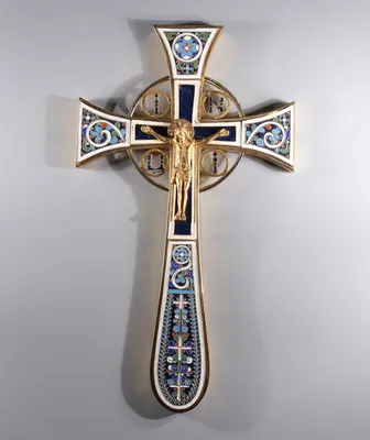 Купить старинный Крест Напрестольный с эмалью в антикварном магазине Оранта  в Москве артикул 294-22