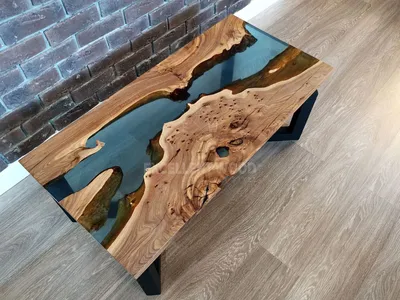 Журнальный стол река из слэба и эпоксидной смолы в Тольятти - Excellent Wood