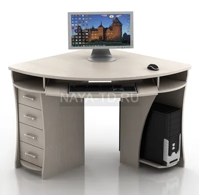 Угловой компьютерный стол КС-2 Сокол Округлая форма С ящиками купить в  Москве - мебельная фабрика Ная