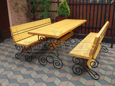 Кованая мебель садовая набор кованый стол и 2 кованые скамейки заказать в  Москве