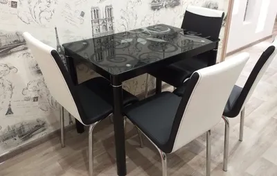 Черный стеклянный кухонный стол Signal Damar 100x60см с рисунком и черными  ножками Польша, цена 3662.70 грн — Prom.ua (ID#1063243260)