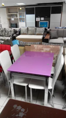 Купить стекляный раскладной кухонный стол ТВ014, фиолетовый Киев недорого