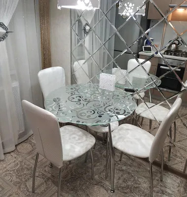 Купить стеклянный кухонный стол Вокал 18-4 с узором на стекле |  Интернет-магазин Mebel Apartment