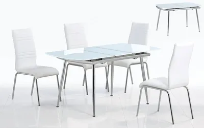 Раскладной стол со стеклянной столешницей BALI (белый) - купить в  интернет-магазине Maxmebeli: цены, фото