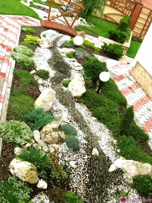 Сухой ручей в ландшафтном дизайне: какими растениями оформить и украсить,  фото