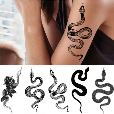 Новые различные водонепроницаемые поддельные татуировки временные татуировки  черно-белая змея геометрическое искусство купить недорого — выгодные цены,  бесплатная доставка, реальные отзывы с фото — Joom