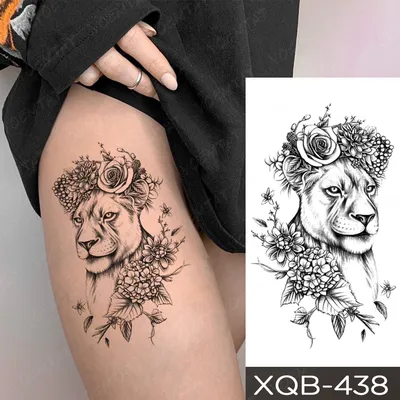Водостойкая Временная тату-наклейка, Лев, корона, роза, волк, женская,  мужская, искусственная татуировка на руку, тело - купить по выгодной цене |  AliExpress