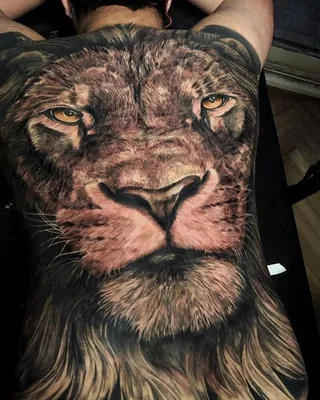Tattoo • Подборка тату на тему: Лев на спине (51 фото)