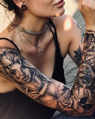 Tattoo • Тату «Рукав» для девушек: подробно о всех стилях