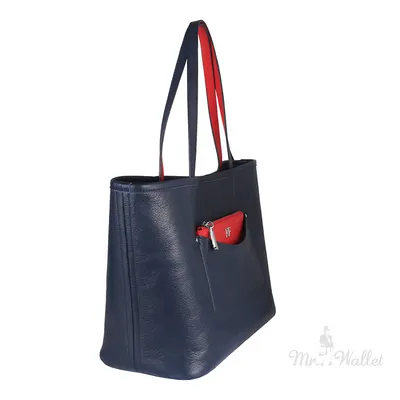 Кожаная сумка женская темно-синяя с красным Katerina Fox KF110 – Купить в  интернет магазине