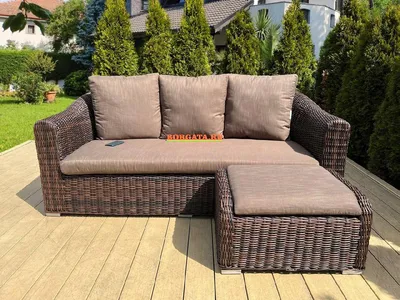 Садовый диван 3-х FORTUNE с пуфом для ног для террасы или беседки  загородного дома, купить в интернет-магазине Borgata, с доставкой