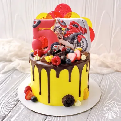 Торт для мальчика на 5 лет с мотоциклом | Desserts, Cake, Blackberry cake