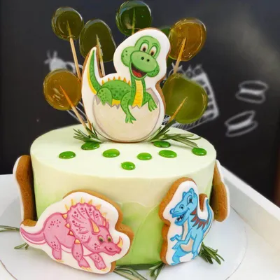 Торт С динозаврами для мальчика на заказ в СПб | Шоколадная крошка