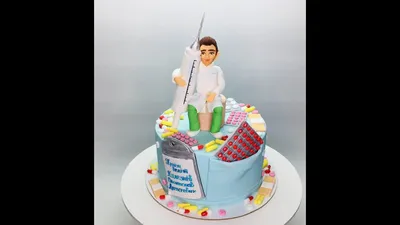 Оформление торта для врача/ how to make a cake for a doctor/como fazer um  bolo para um médico - YouTube