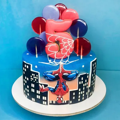 Торт Человек паук с леденцами купить на заказ в Москве с доставкой