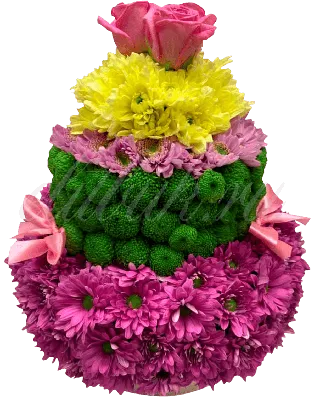 Купить композицию из живых цветов «Праздничный торт» в Екатеринбурге