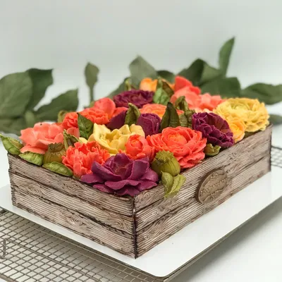 Торт «Ящик с цветами» - заказать по цене 2500 руб. за 1кг с доставкой в  Москве