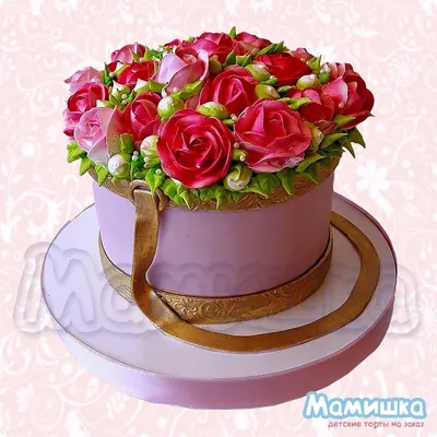 Торт цветы на юбилей — на заказ по цене 950 рублей кг | Кондитерская  Мамишка Москва