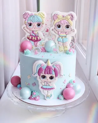 No photo description available. | Doll birthday cake, Lol doll cake,  Unicorn birthday cake