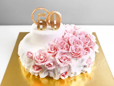 Торт на Золотую свадьбу 50 лет 0102920 стоимостью 8 650 рублей - торты на  заказ ПРЕМИУМ-класса от КП «Алтуфьево»