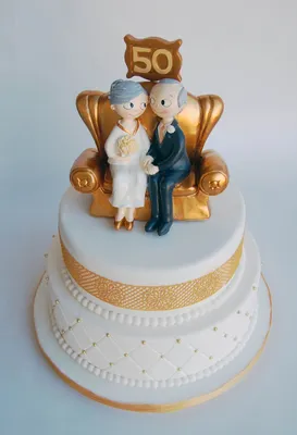 Оригинальный торт на золотую свадьбу - 68 фото