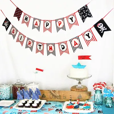 Пиратское украшение для торта на день рождения на тему \"Лошадки карусели\"  баннер отличительная Пиратская тема в горошек Полосатый Печатный Баннер  фото реквизит для дня рождения - купить по выгодной цене | AliExpress
