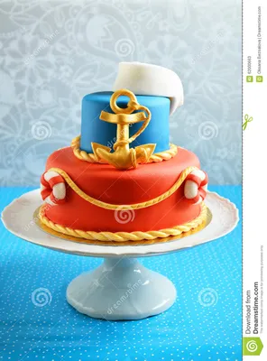 Торт дня рождения морской для ребенка Стоковое Изображение - изображение  насчитывающей десерт, сахар: 62000663