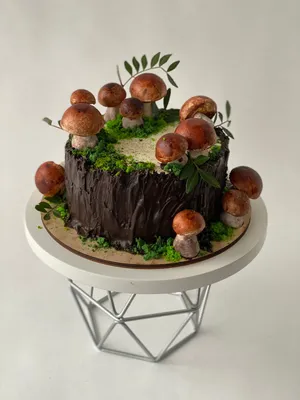 Торт пенёк с грибами