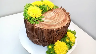 Торт Одуванчики на пеньке(крем БЗК). /Cake Dandelions on a stump(protein  custard). - YouTube