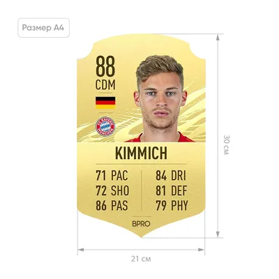 Футбольная карточка Йозуа Киммих Кімміх Joshua Kimmich FIFA ULTIMATE TEAM  (FUT) A4 (21x30см), цена 249 грн — Prom.ua (ID#1256889390)