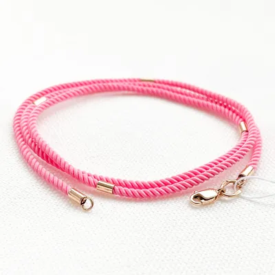 Розовый шелковый ювелирный шнурок с золотым замком. Артикул 13102-10 -  OLIVA Jewels