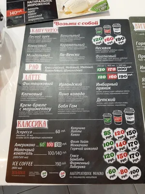 Menu at Liberica Coffee cafe, Taganrog, Instrumentalnaya ulitsa