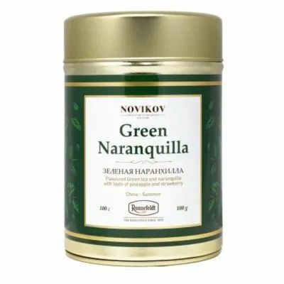 Ronnefeldt / Роннефельд Чай зеленый vikov Green Naranquilla (Новиков  Зеленая Наранхилла), ж/б, 100 гр. Арт. 22230, Продукты и напитки в Москве,  купить по цене 3250 руб, Чай в MIKO с доставкой | Flowwow