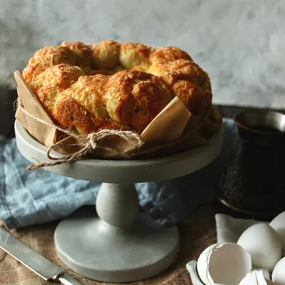 Обезьяний хлеб с сыром и чесноком в духовке — пошаговый рецепт с фото