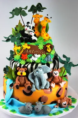 торт с животными cake animals zebra слон зебра | Торт с животными, Торт,  Детский торт