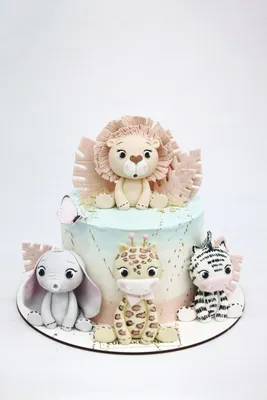 Торты с фигурками животных: мастика, крем, пряники | Cupcake Studio