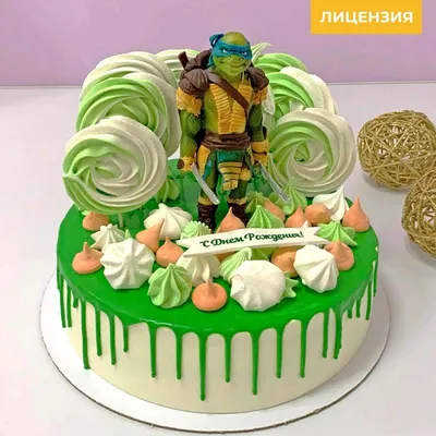 Торт Черепашки-ниндзя Леонардо на день рождения мальчику заказать с  доставкой в СПб на дом