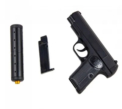 Купить Детский пистолет пневматический на пульках Browning с глушителем  mini металл. K-112S недорого в интернет-магазине Gigatoy.ru