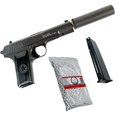 Пневматический пистолет ТТ с глушителем, шарики 1000 шт 6мм, дополнительный  магазин Galaxy, арт 600009613717, цена 2900 р., фото и отзывы |  kazahproduct.ru