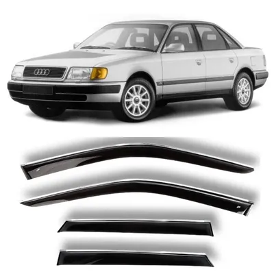 Audi 100; Ауди 100 (4A,C4) 4 IV Седан 5 дверный; 1990; 1991; 1992; 1993;  1994; кобра тюнинг; хром полоска; на автомобиль; на машину; дефлекторы  боковых окон; на боковое окно; ветровики; козырек от