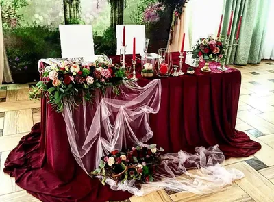 Свадебное оформление стола жениха и невесты